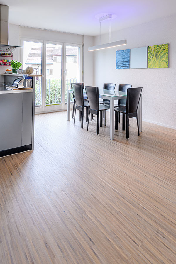 Parkett Edelweiss, XS Hochkant Design, 3-Schicht, Eiche Pingado, wohnfertig geölt weiss