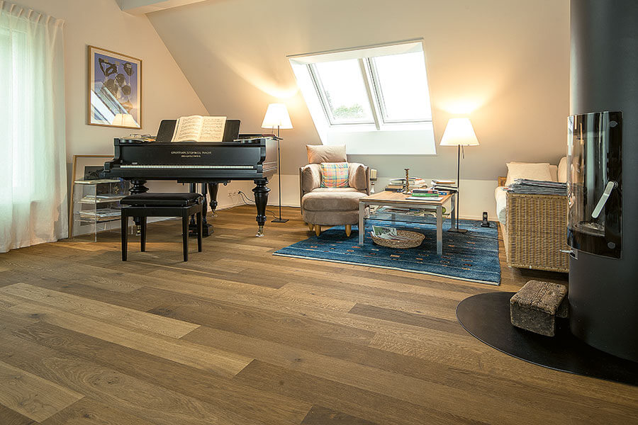 Parkett Edelweiss, Landhausdiele, Eiche Merlot, wohnfertig geölt Natur